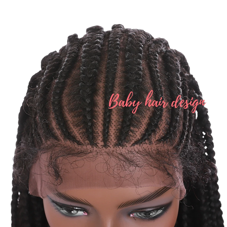 S-noilite Cornrow 11X4 Lace Front Wig Synthetic 30inch Braided Hair Wigs With Baby Long Box Braids For Black Women | Шиньоны и парики
