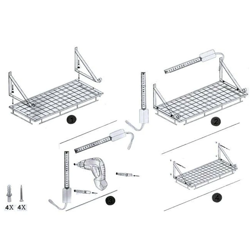 

Kitchen Metal Art Storage Rack Wall Mount Storage Organizer Multifunction Shelf Holder Bathroom Shelf Pot Rack with Hooks 45Cm