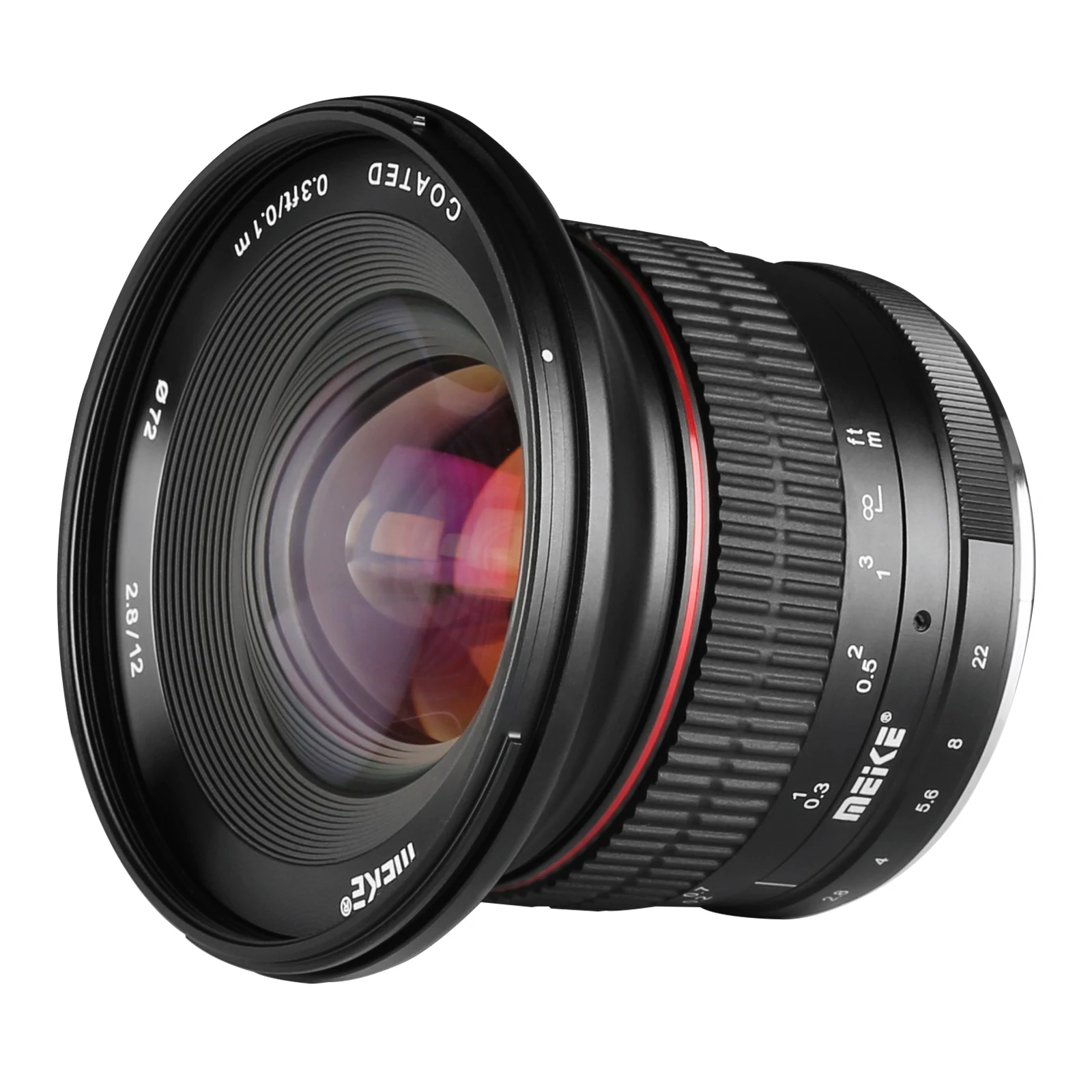Meike 12 мм f2.8 Ультра широкоугольный фиксированный объектив со съемным капюшоном