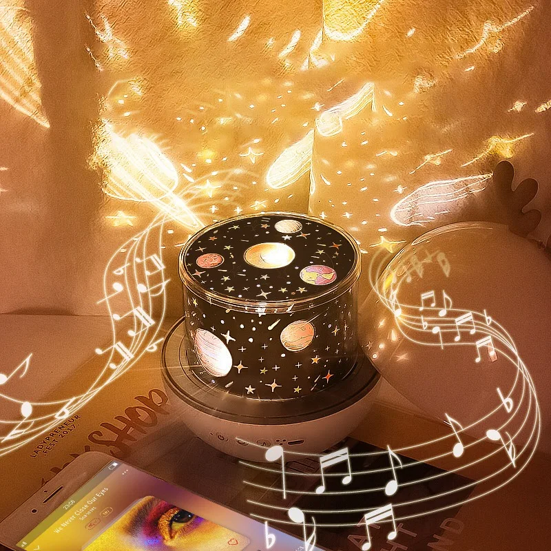 

Bluetooth Version of Elf Meng Rabbit Starry Sky Projection Lamp Led Charging Rotating Atmosphere Night Light