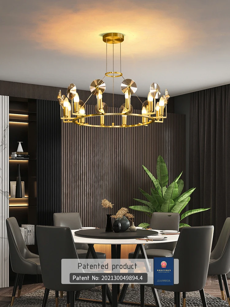 Роскошная латунная Люстра для гостиной Хрустальная потолочная люстра led