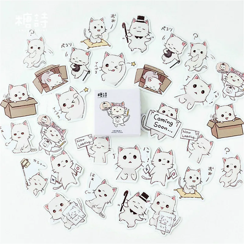 45 шт./кор. Kawaii выполнения арт Кот настенные наклейки для детей Наклейки декора