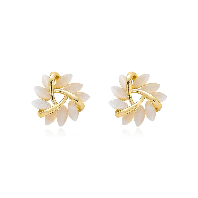 

Fashion Style Opal Sun Flower Women's Stud Earrings Gift Party Evening Preferred Woman Jewelry Stud Earrings 2021