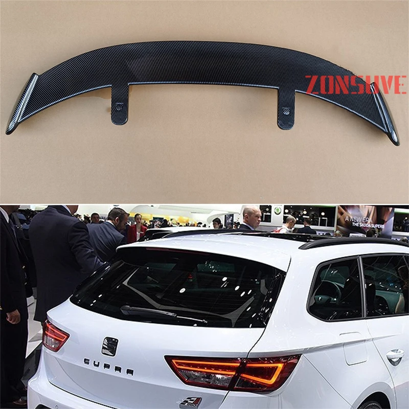 

Use For 2014-2018 Seat Leon Spoiler ABS Plastic Carbon Fiber Look Hatchback SUV Roof Rear Wing Body Kit Accessories