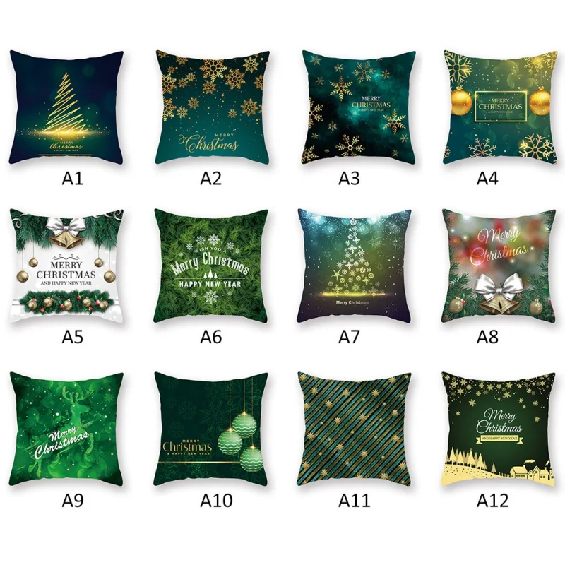 

Christmas Series High Quality Throw Pillow Cover Soft Peach Velvet Decorative Pillowcase With Zipper Holiday Home Decorations