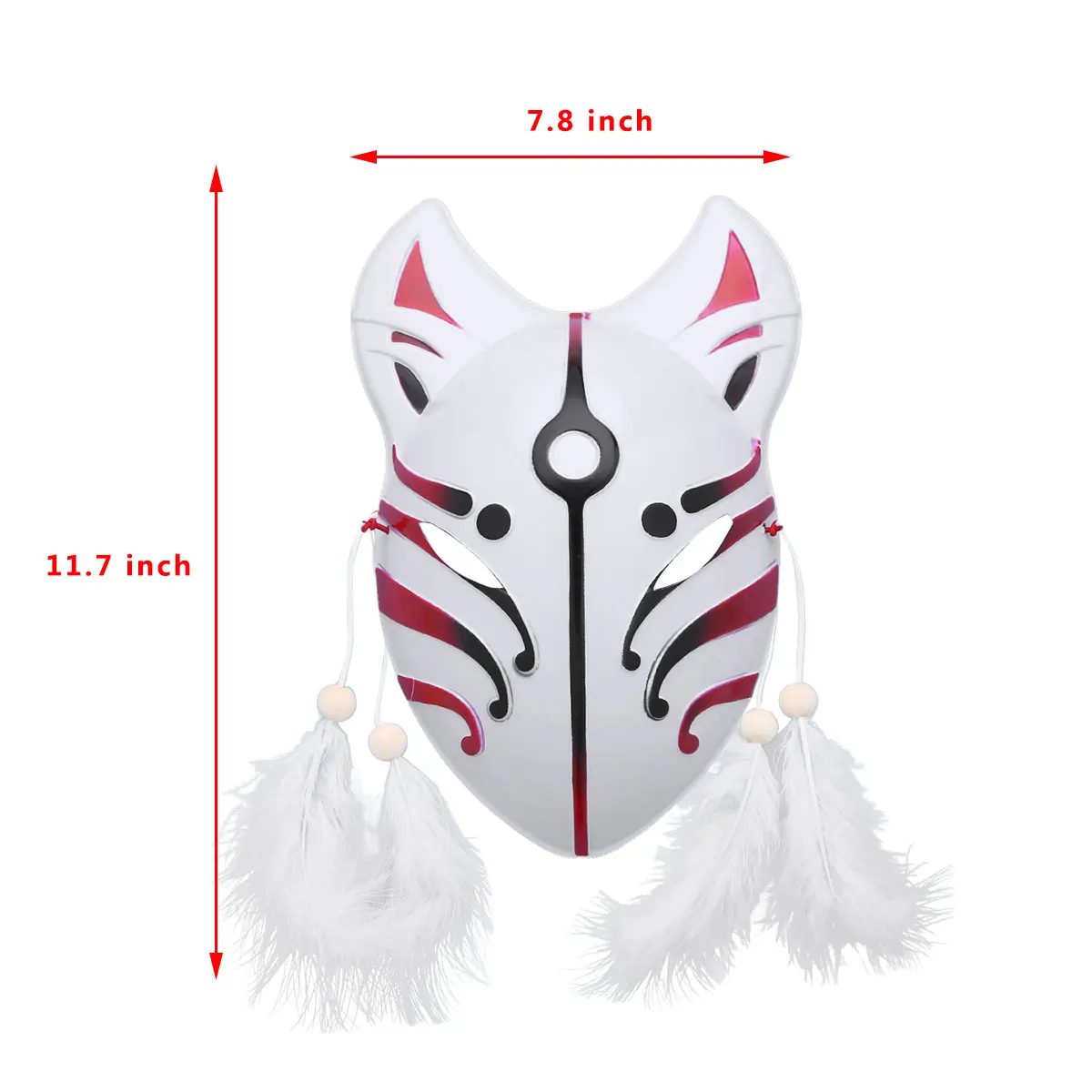 

Full Face Mask Hand Painted Japanese Style PVC fox masks with Feather Tassels Party Show Masquerade Festival Ball Costume