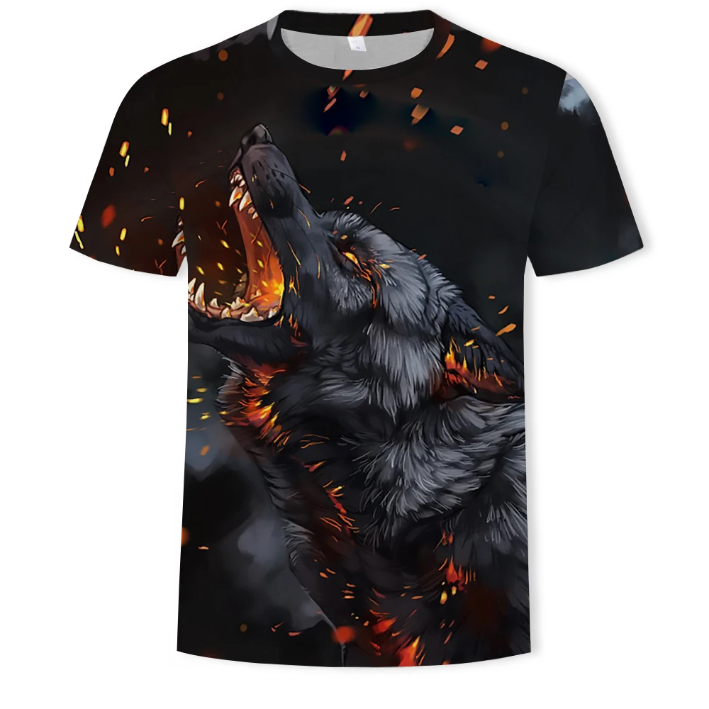 

Fashion Men's Top Wolf 3D Printing T-shirt Cool and Fun T-shirt Short Sleeve Casual Sports Top T-shirt Animal Print T-shirt