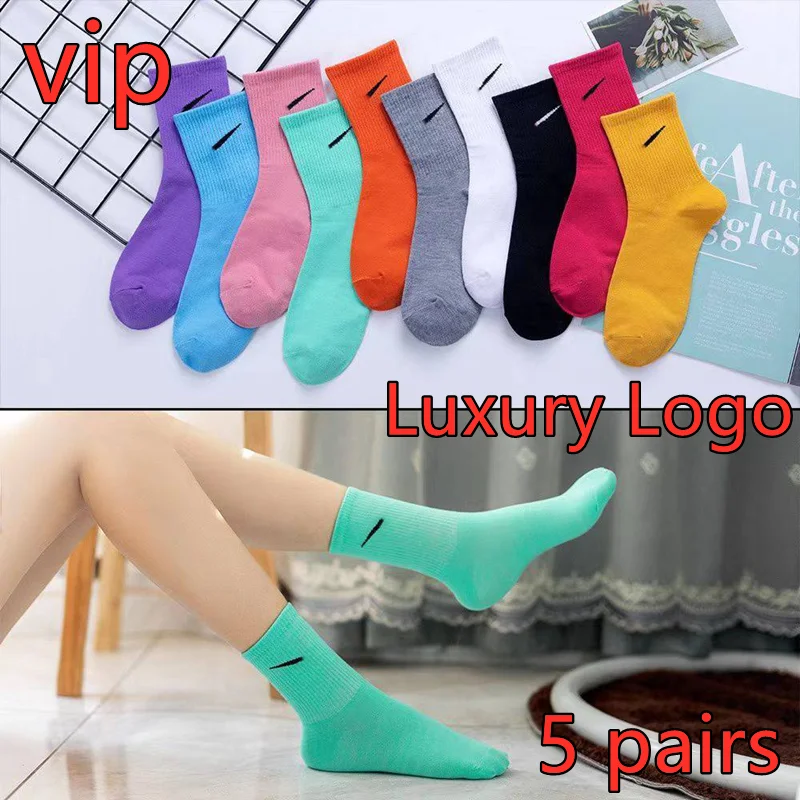 

N Fashion Brand Gougo Socks Women's Long Tube Trend Solid Color Men Sports Cotton Socks Luxury Leisure Sweat-absorbent Deodorant