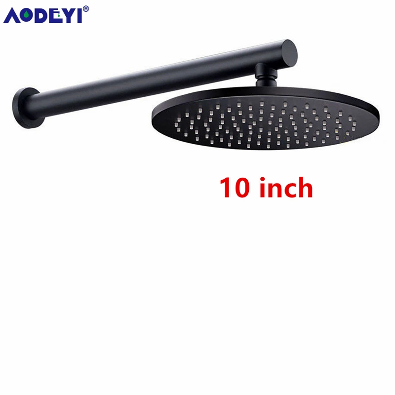 10 Inch Shower AODEYI Ванная комната Матовый Черный латунный душ с дождевой насадкой набор+ латунный настенный душевые ручки - Цвет: 10 Inch Shower