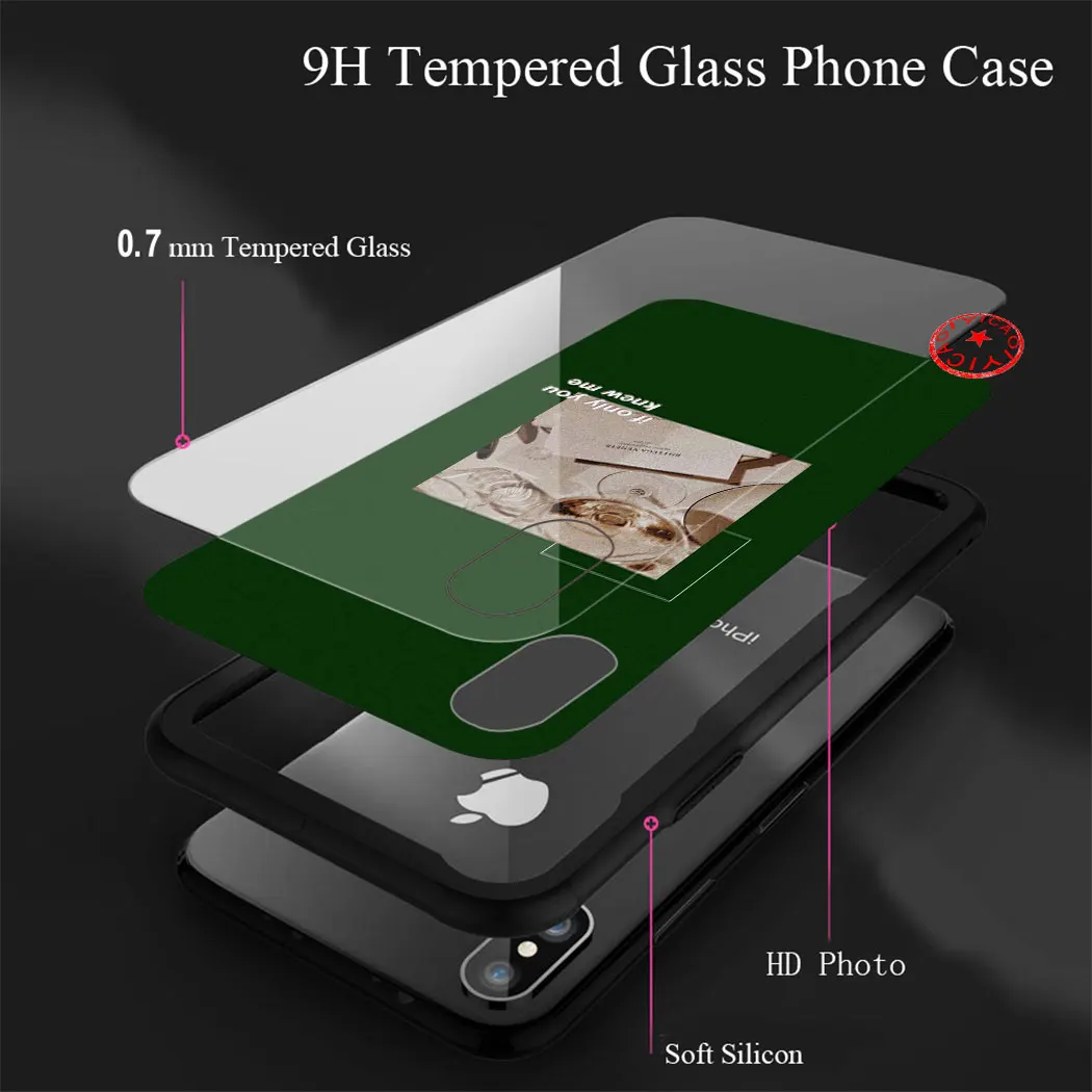 Funny pictures text TPU Novelty Fundas Tempered Glass Case for iphone 5 5S SE 6 6S 7 8 Plus 11 Pro X XR XS Max Cover |
