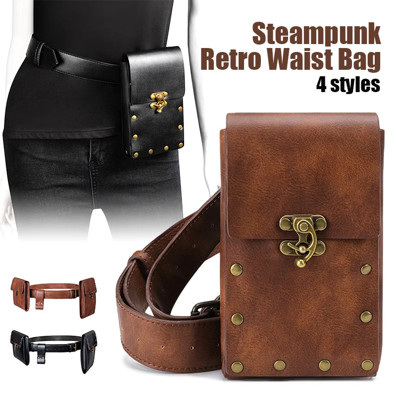 

Medieval Renaissance Waist Ring Belt Waist Bag Women Men Viking Knight Pirate Cosplay Costume Retro PU Leather Phone Pockets