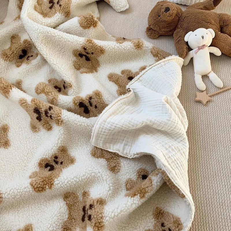 

Cute Baby Items Newborn Plush Nursery Swaddle Blankets Soft Infant Boy Girls Breathe Freely Quilt Bedding Sets for Crib Stroller