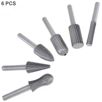 6pcs 6mm shank tungsten steel rotary file cutter engraving grinding bit for rotary tools new