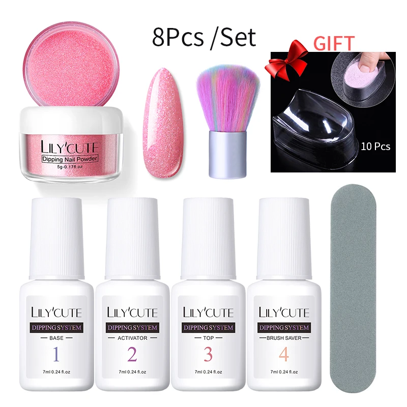 8 Pcs Kit 06 LILYCUTE комплект погружения ногтей Блеск порошок комплект Градиент Французский ногтей косметическая пудра Kit Красочные голографические натуральный сухой пигмент 2/3/4/8 шт - Цвет: 8 Pcs Kit 06