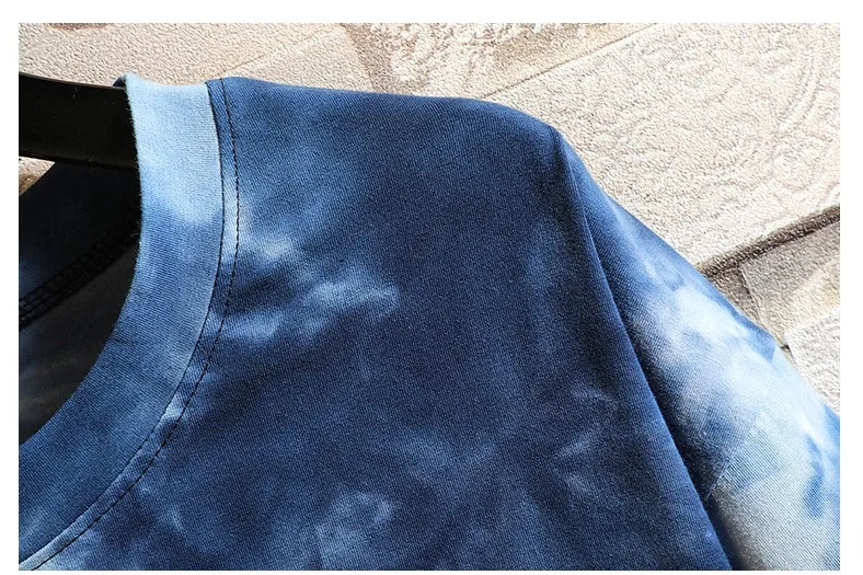 

2021 New Summer T Shirts Men Cotton Tie-dye Short Sleeve Casual Tees Spliced Hem Harajuku Fancy Tops Clothing Plus Size 5XL
