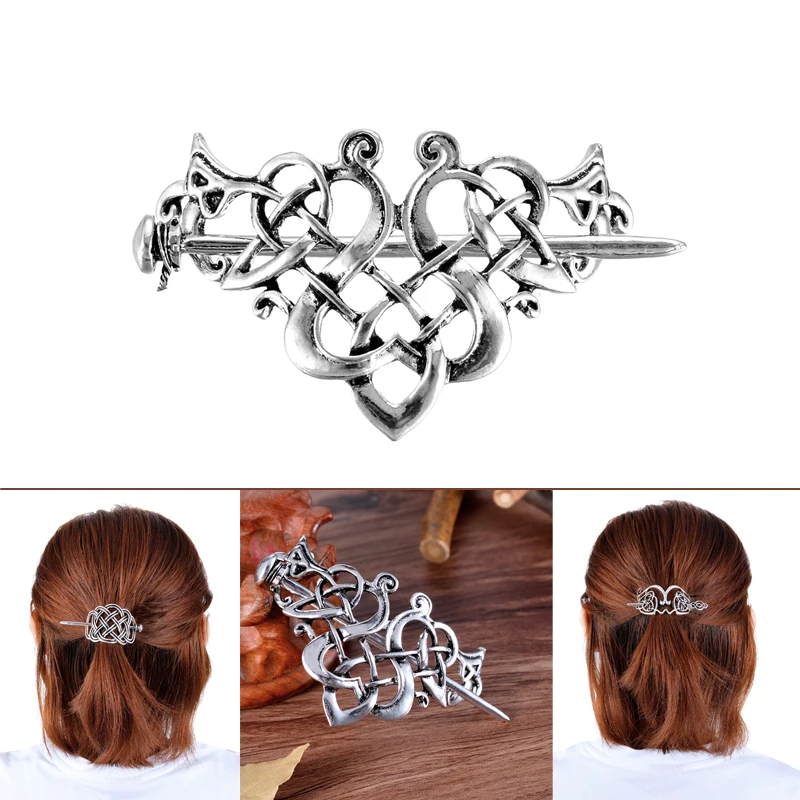 Viking Hair Hairpins Jewelry Celtics Knots Crown Vintage Style Antique Silver Color Clips Gift for girl women | Украшения и