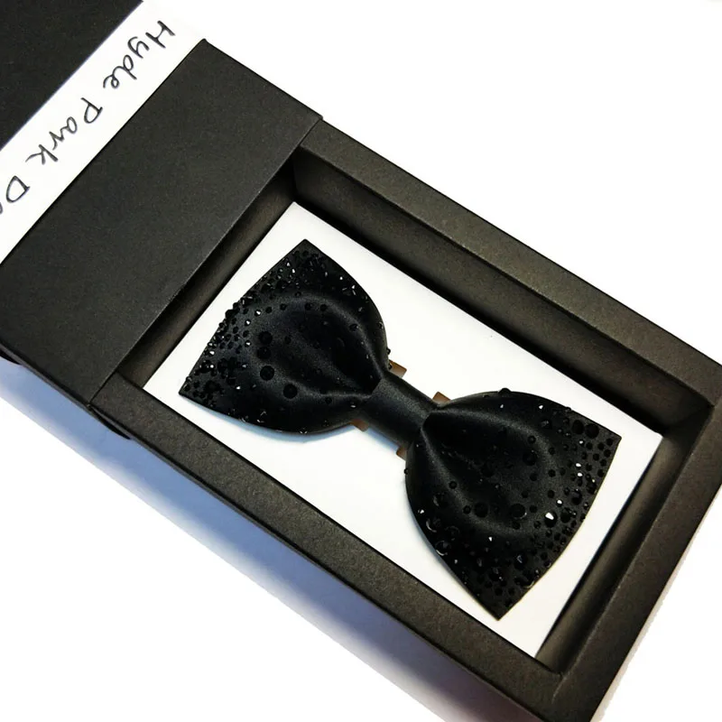 Bowtie Роскошный модный бутик черный галстук-бабочка для жениха мужские бабочки плотные Галстуки Алмазный Декор свадебные принадлежности Костюмы Аксессуары - Цвет: Bowtie