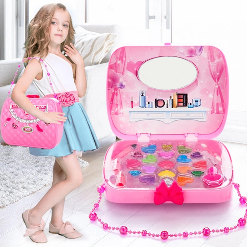 

Kids Girls Make Up Set Toys Pretend Play Cosmetic Bag Beauty Hair Salon Toy Makeup Tools Kit Children Pretend Play Toys