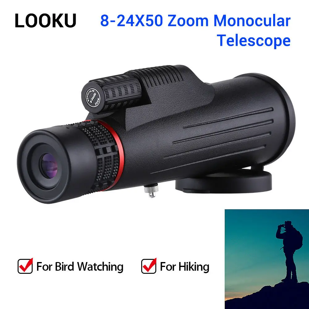 LOOKU 8-24x50 зум монокулярная Зрительная труба бинокль BK7 FMC призма для мобильного