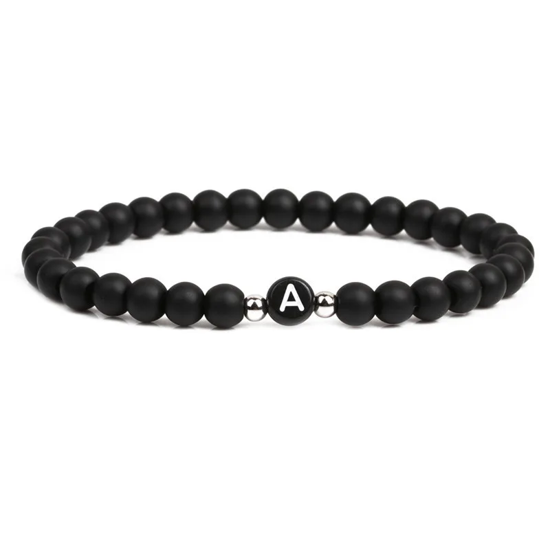 Браслет с бусинами из 2020 натурального лавового камня 26 букв | Украшения и