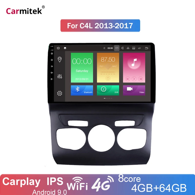 IPS DSP Carplay 4 Гб + 64 ГБ Android 4G 2.5D экран для Citro Citroen C4 C4L 2013 2017 навигатор с GPS dvd