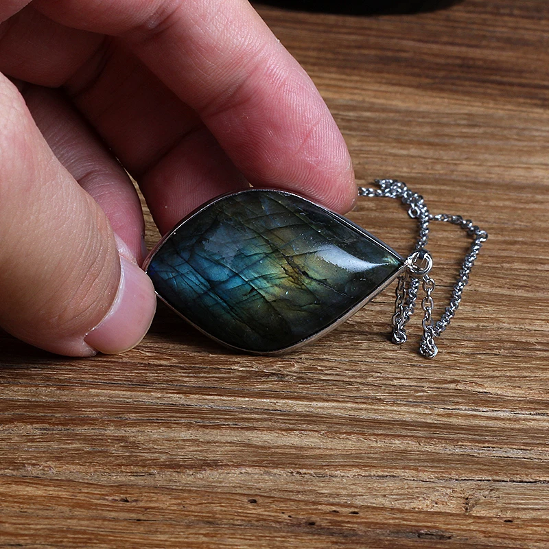 Ожерелье из натурального Лабрадорита для мужчин и женщин модные кулоны ручной