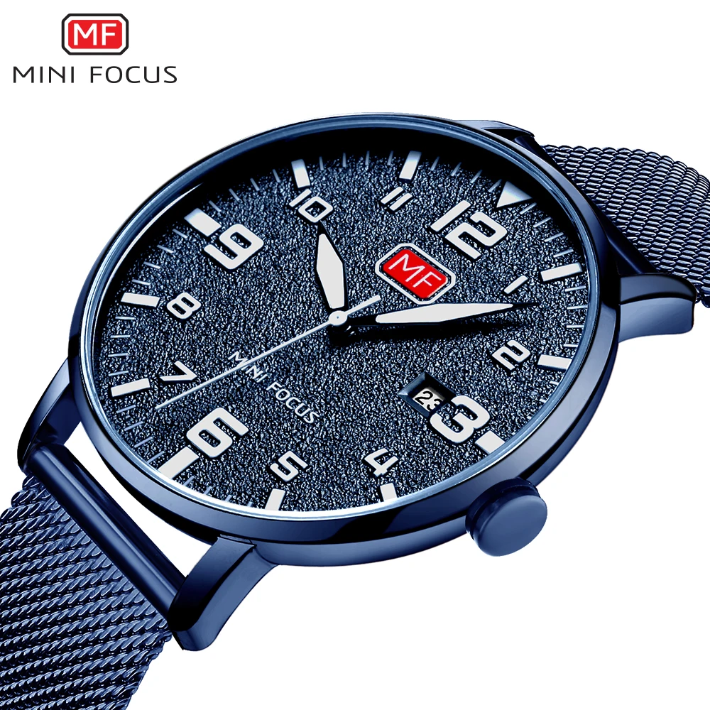 

MINI FOCUS Men Watch Quartz Clock Man Waterproof Wrist Watches Luxury Brand Men Fashion Blue Stainless Steel Wristwatch Mens