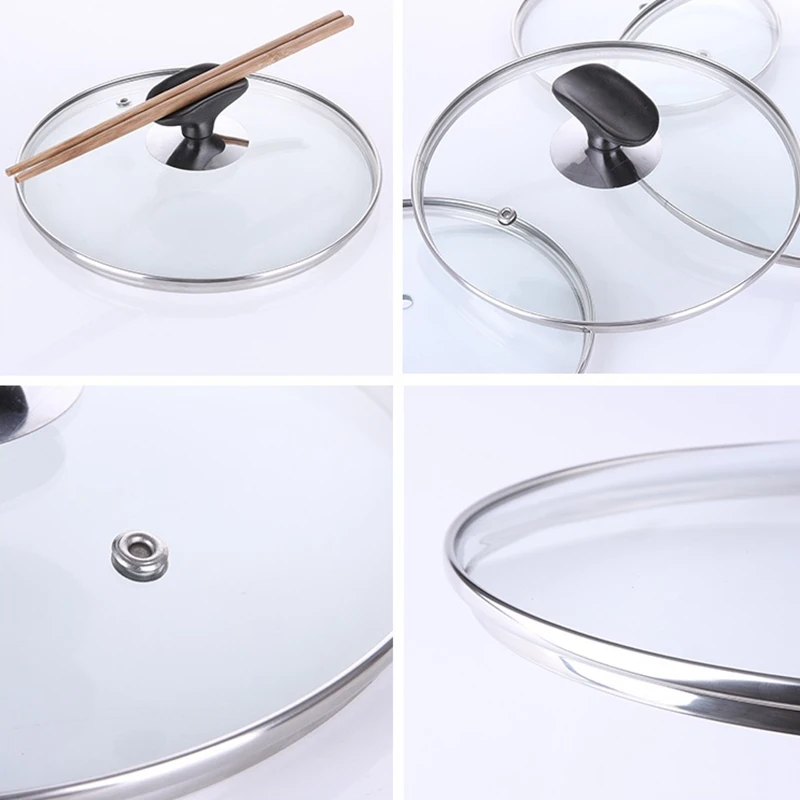 

14-30CM Cookware Cover For The Pan Tempered Glass Lid For Saucepan Frying Pan Wok Lid With Knob Cooking Pot Lid Cookware Parts