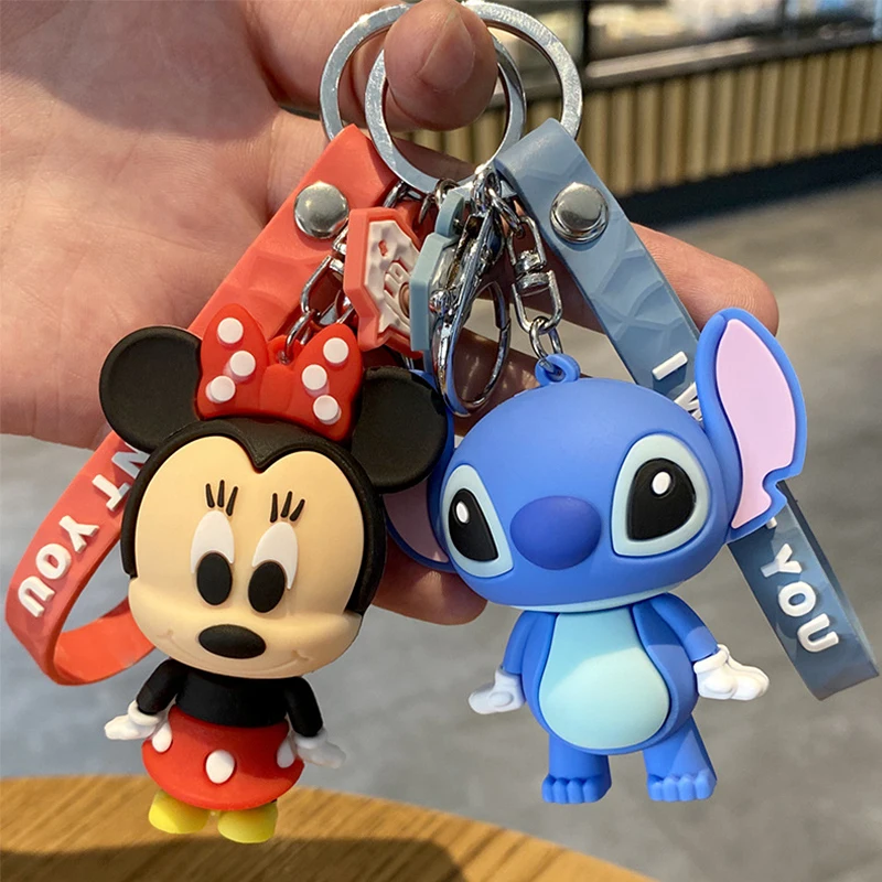 Disney Микки Маус стежка фигурка брелок кольцо ПВХ героев из мультфильма Минни