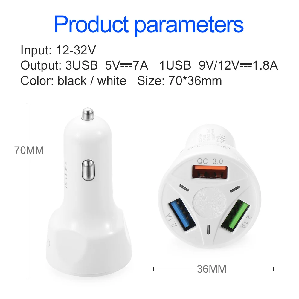 Универсальный Переходник USB с 3 портами для зарядки в машине светодиодный дисплей