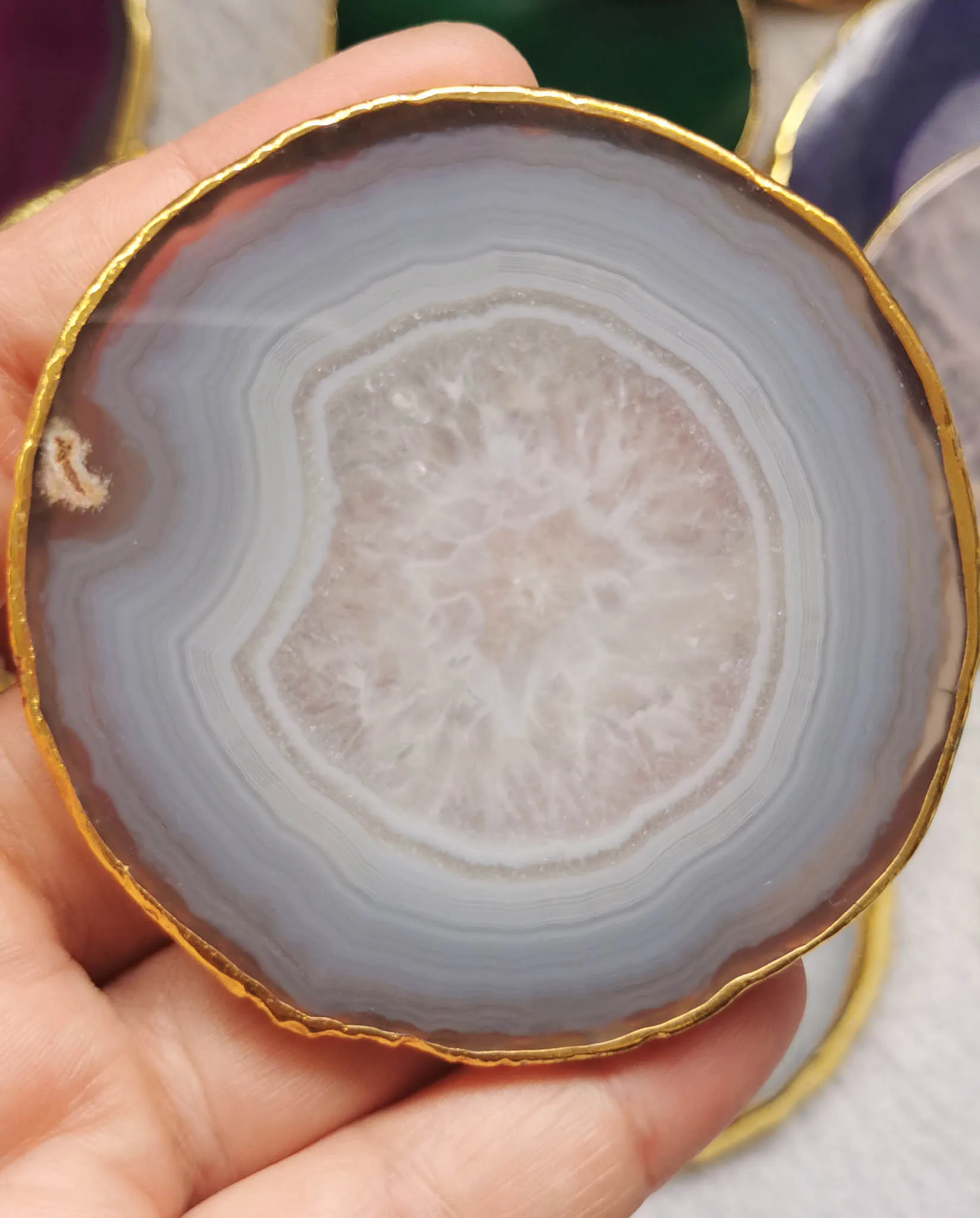 3inch Rock Crystal Agate Coasters - Rose Quartz Slices Geode Place Cards Craft Phone Sockets Pop Grips phone belt Gem Free Form | Украшения