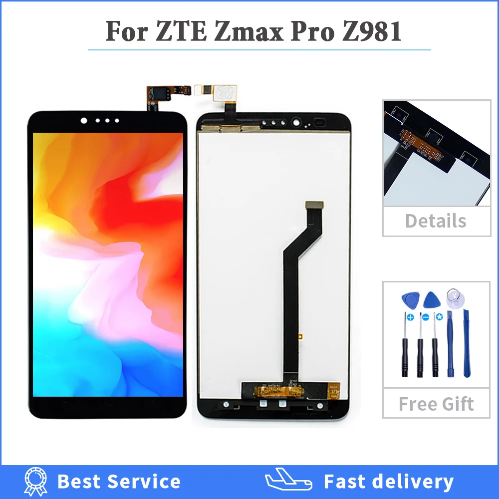 100% протестированный дисплей для zte Zmax Pro Z981 ЖК кодирующий преобразователь