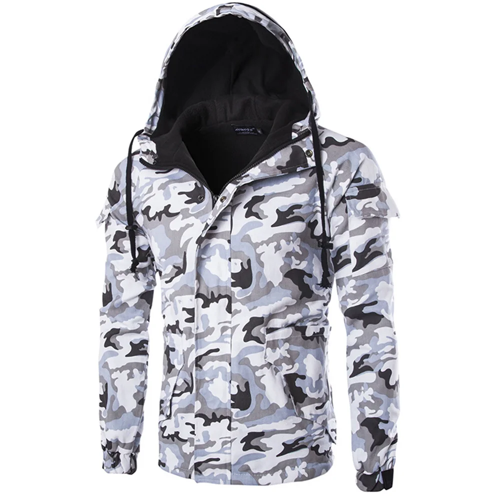 Камуфляжная зимняя мужская пуховая парка пальто с капюшоном на молнии хлопковая