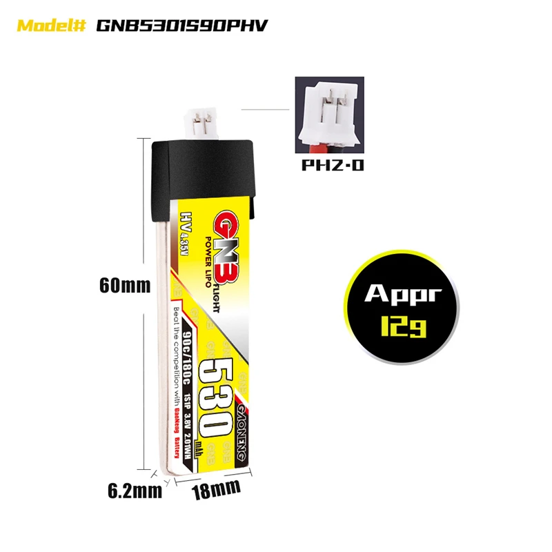 Gaoneng GNB 1S 3 8 в 530 мАч HV LiPo аккумулятор макс. 180C PH2.0 разъем с зарядным устройством для