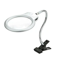 2 5x 5x magnifier 2 led light magnifying glass top desk magnifier with clamp for diamond painting reading loupe tools