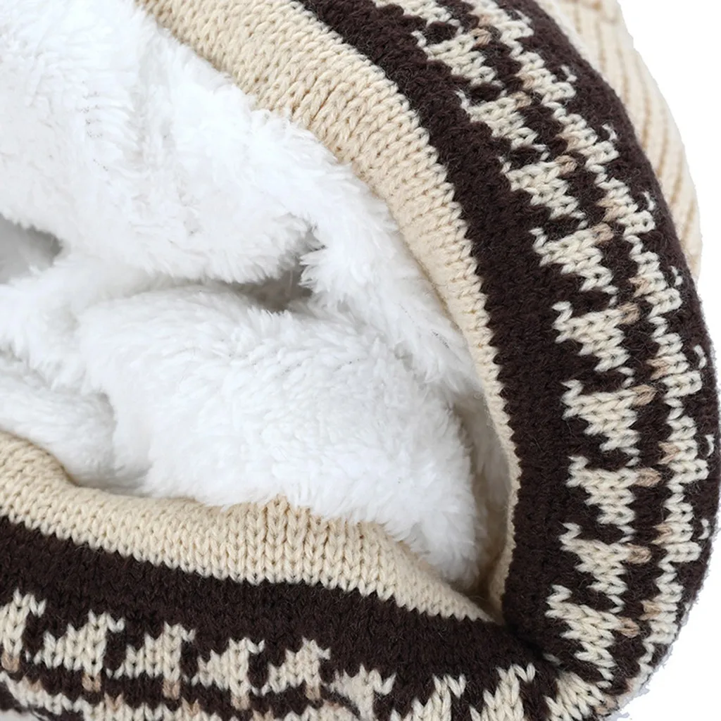 

Winter knitted Beanies Hats Women Thick Warm Fashion Keep Warm Winter Hats Knitted Wool Hemming Hat With Hair ball Outdoor Caps