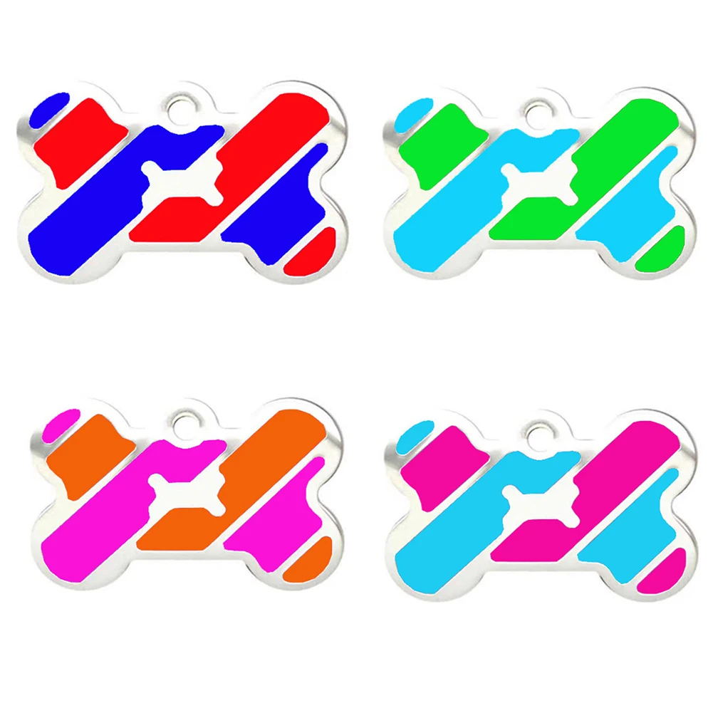 Металлический ошейник в форме кости для собак и кошек табличка с гравировкой