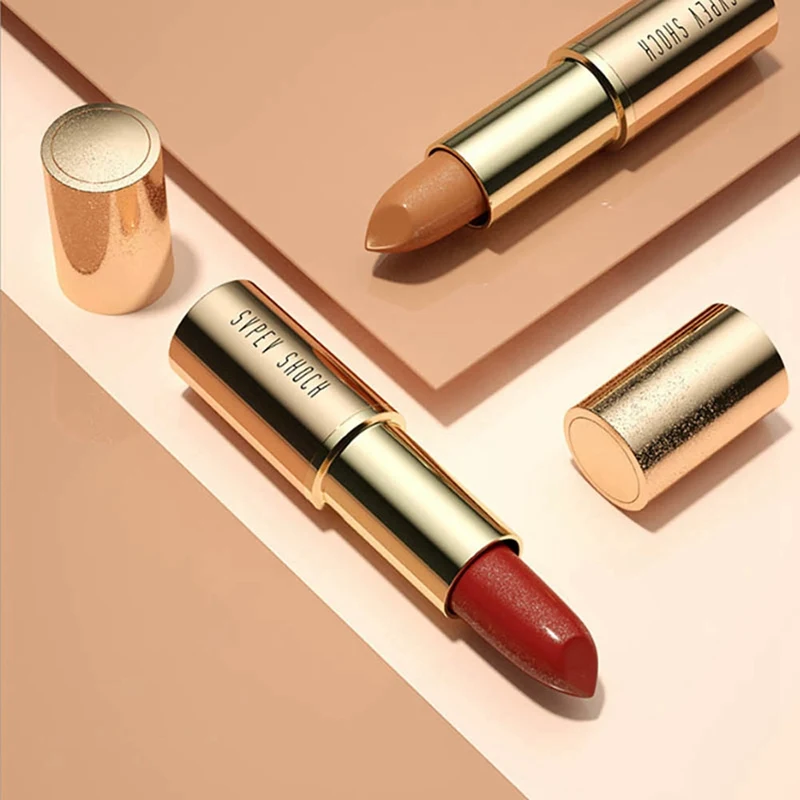 Модная водостойкая губная помада в золотистой тубе с антипригарным покрытием