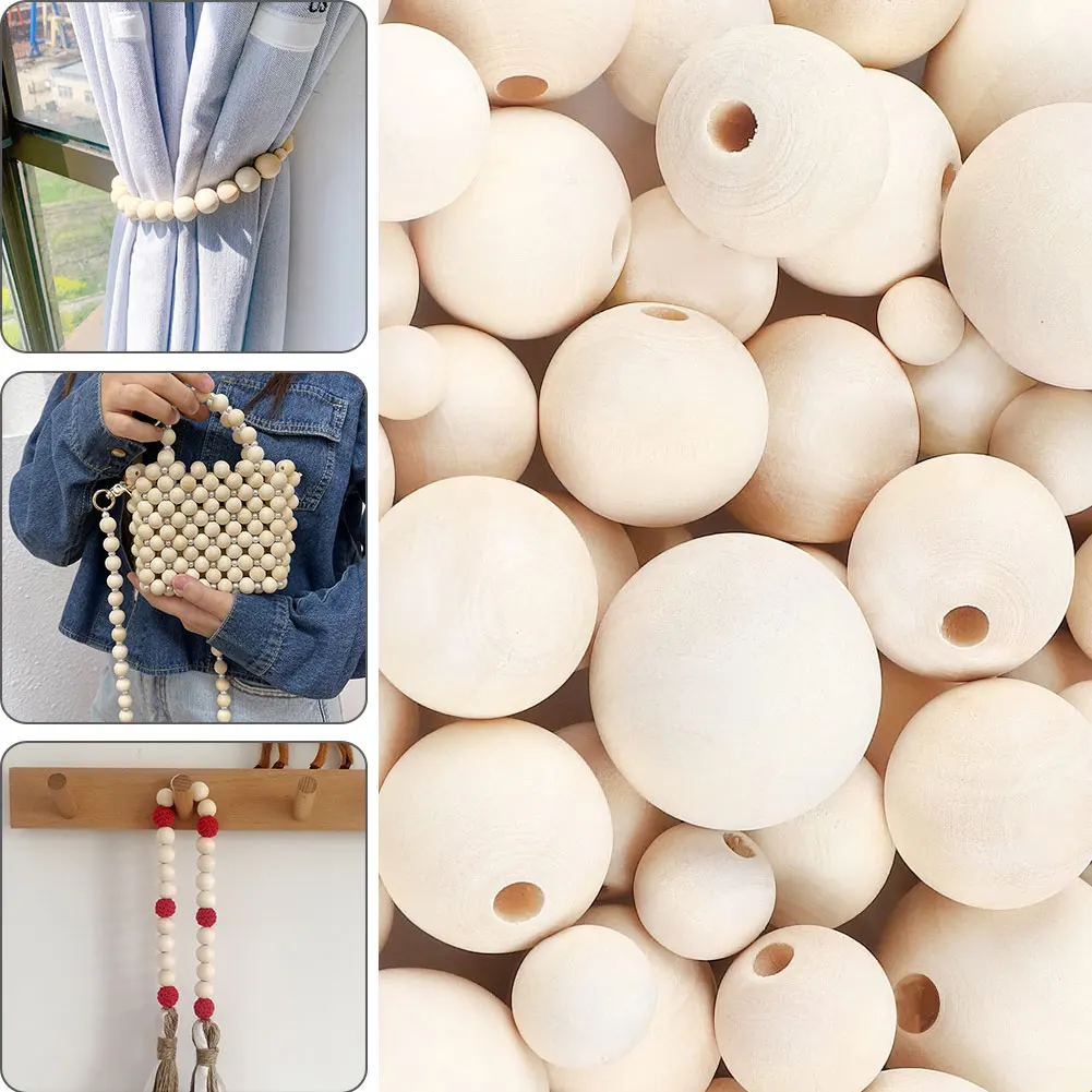 

DIY 6-25mm Natural Wood Beads Spacer Eco-Friendly Unfinished Round Balls Lead-Free Balls Wooden Round Beads Charms 10-200Pcs
