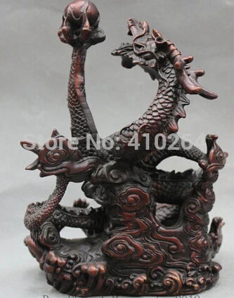 Бесплатная доставка 8 &quotКитайский Бронзовый год зодиака драма жемчуг Статуя