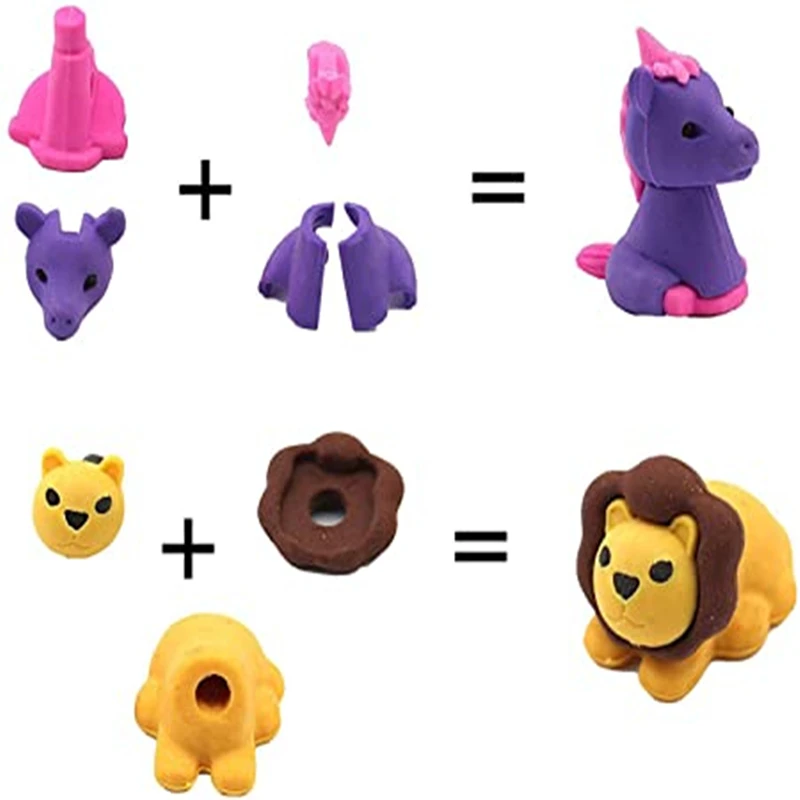 Ластик детский со съемным Изображением Животных 60 шт. | Канцтовары для офиса и