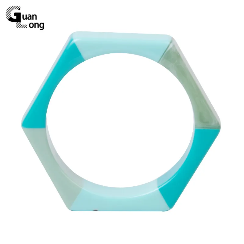 Цветные модные акриловые браслеты GuanLong в стиле ретро женские широкие из смолы