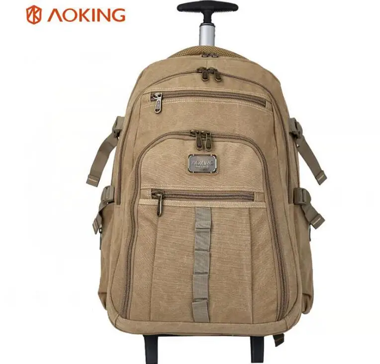 Men Cabin Rolling Luggage backpack with wheels Canvas Trolley bags Baggage wheeled backpack for men Carry On luggage suitcase