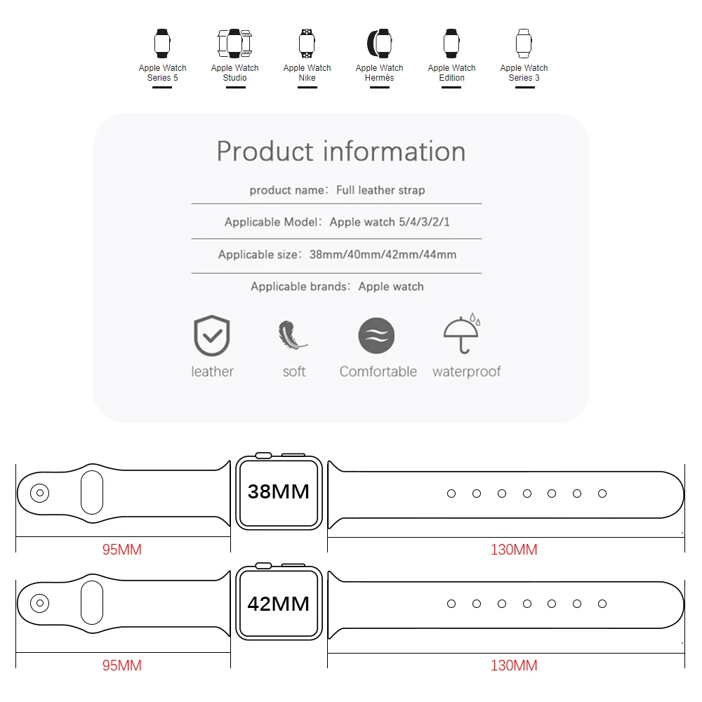 

soft band for apple watch series 6 5 4 3 2 SE sport Genuine Swift leather strap for iWatch 38/40/42/44mm wrist Pin&tuck closure