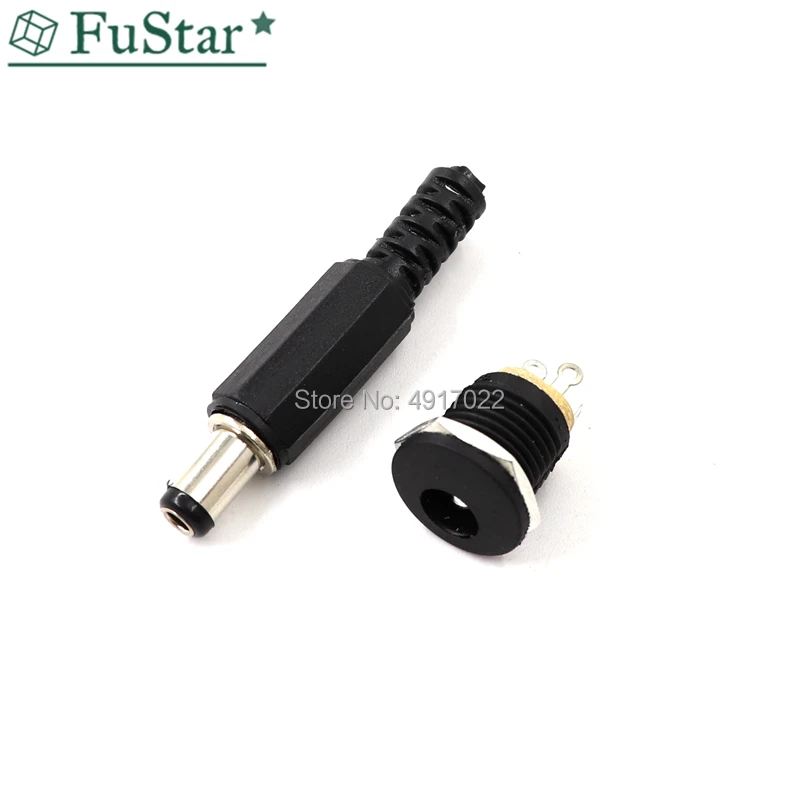 

10PCS/LOT 5Pair 5.5X2.5mm 5pcs DC Power Female Plug Jack + 5pcs Male Plug Jack Socket Adapter Connector 5.5*2.5 mm DC022 Hot new