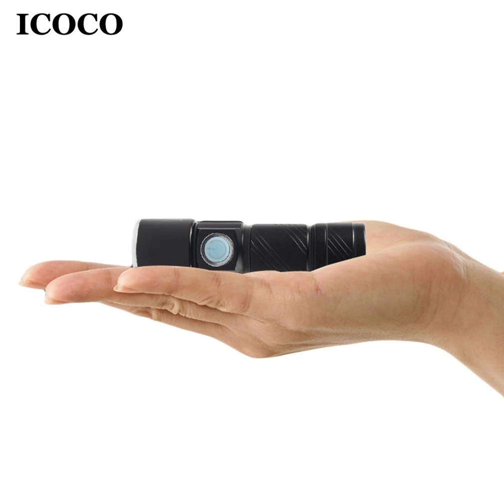 ICOCO портативный мини USB Перезаряжаемый Фонарик многофункциональный фонарь