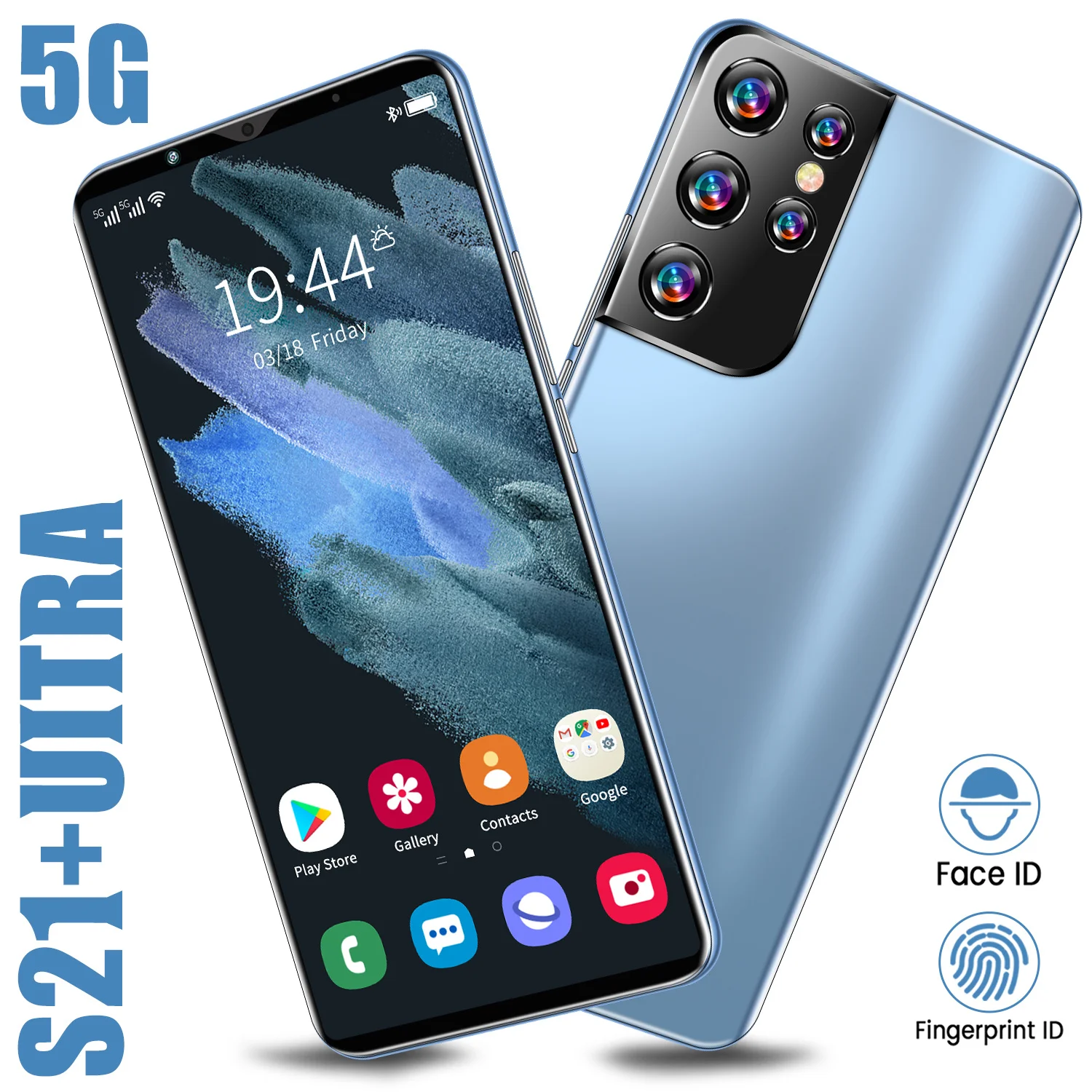 

New Arrival Galxy S21 Uitra 6.38 Inch 5000mAh 24+48MP Andriod 10.0 Mobilephones 8+128GB Fingerprint ID Smartphone MTK6889 Global