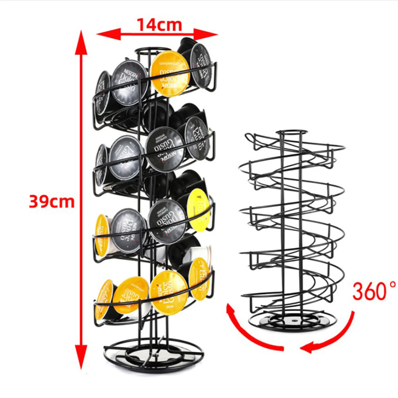 

Stainless Steel Capsule Coffee Holder Organizer 360-degree Rotating Spiral Capsule Coffee Display Rack Tabletop Coffee Stand