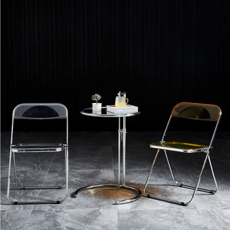 

стул Folding Dining Chair Chairs for Bedroom Household Minimalist Clothing Store Stool Backrest Acrylic Transparent Photo Chair