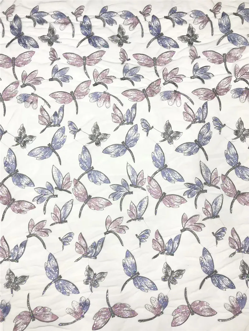 

Вышитая бабочка 12JRB-61404 с блестками, вышитая Тюлевая ткань, африканская французская кружевная ткань высокого качества